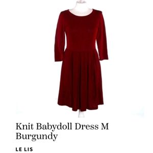 LE LIS burgundy babydoll knit dress
